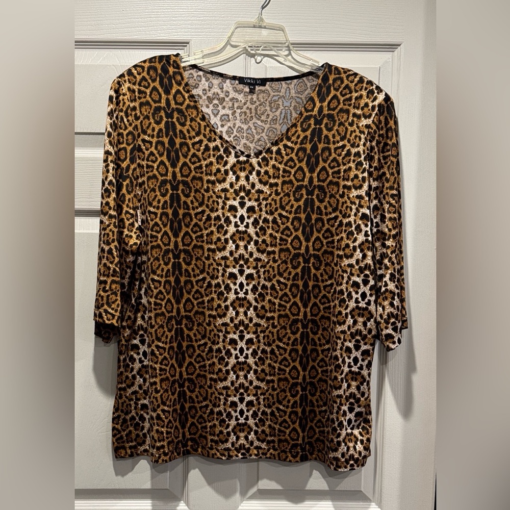 Vikki Vi Animal Print Blouse in Black and Brown